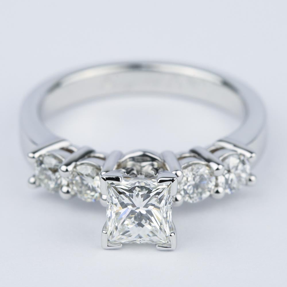 5 Diamond Engagement Ring With Princess Cut Diamond - small